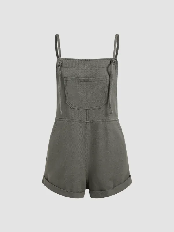 Denim Pocket Ultra Short Romper sold by Cider