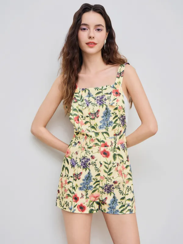 Lightweight Corduroy Floral Button Romper sold by Cider