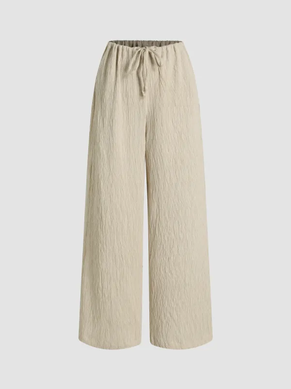 Texture Drawstring Wide Leg Trousers sold by Cider