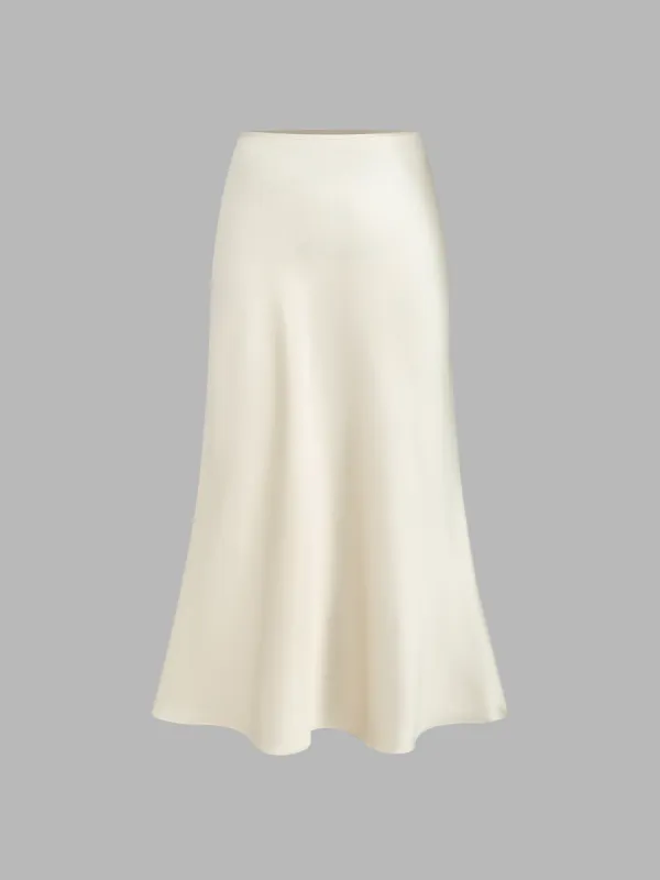 Satin Solid Ruffle Long Skirt sold by Cider