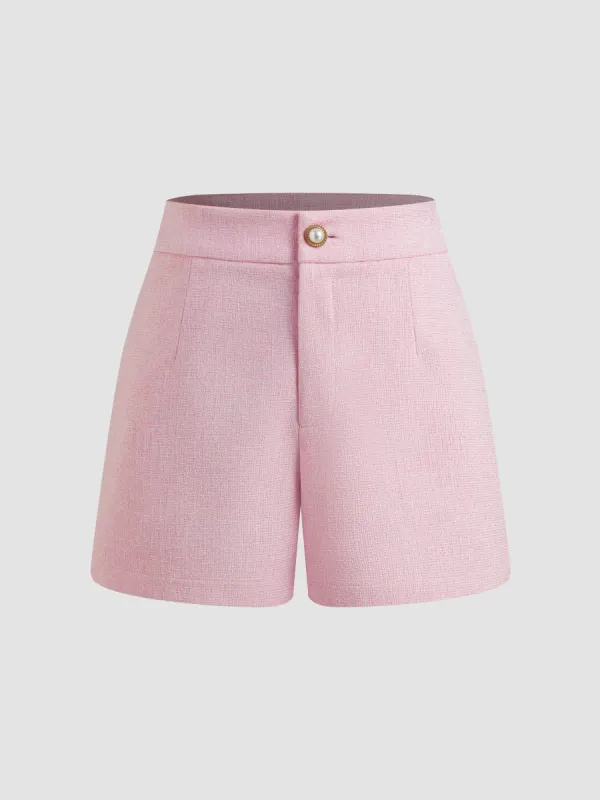 Woven Mid Rise Solid Pocket Shorts sold by Cider