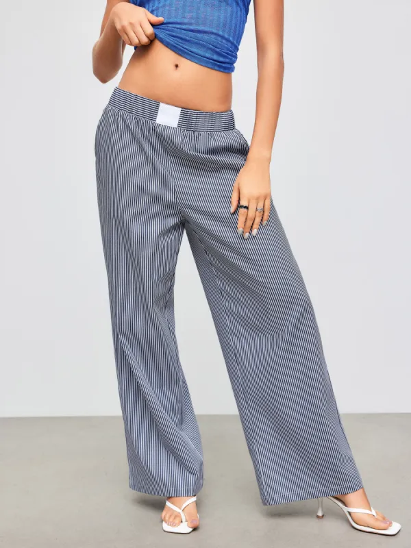 Woven High Rise Striped Wide Leg Trousers sold by Cider