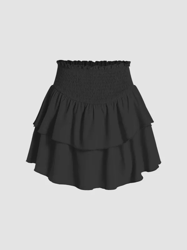 Shirred Ruffle Tiered Skort sold by Cider