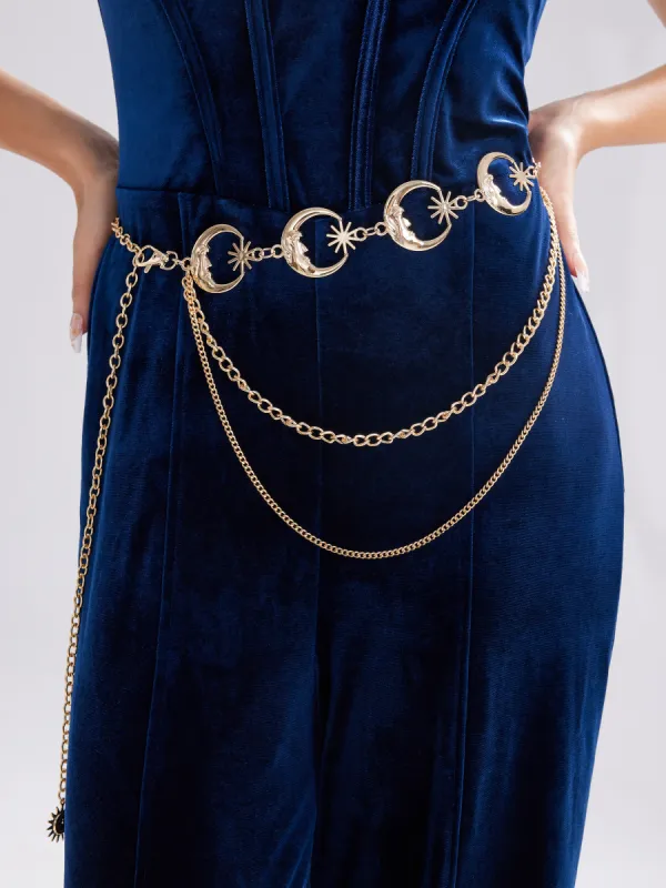 Whimsigoth Star & Moon Layered Waist Chain sold by Cider