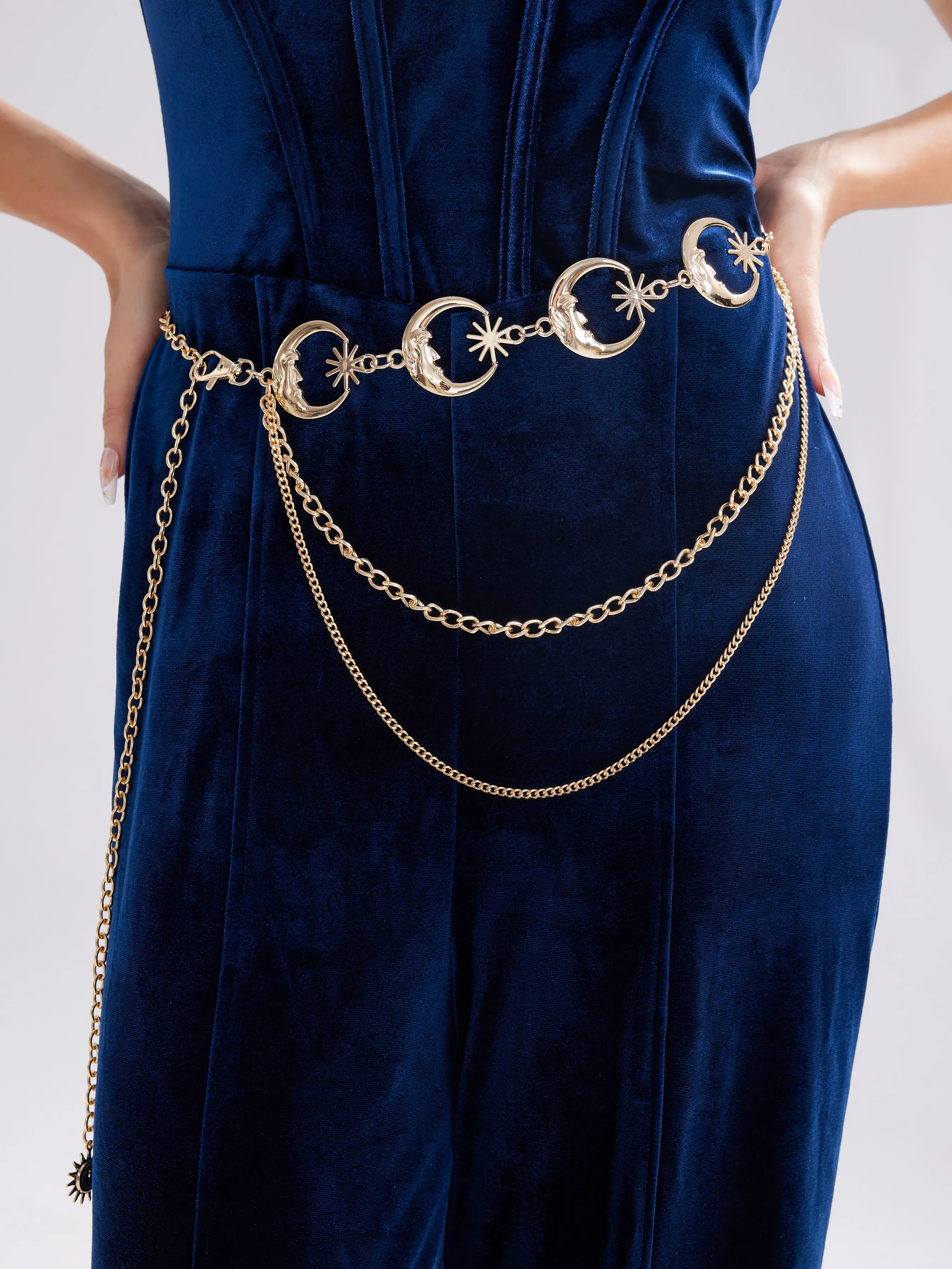 Whimsigoth Star & Moon Layered Waist Chain sold by Cider