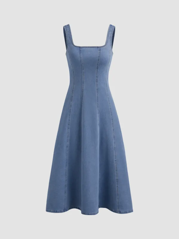 Denim Ruffle Cami Maxi Dress made by Cider