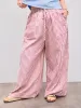 Woven Mid Rise Elastic Waist Striped Pocket Wide Leg Trousers Curve & Plus sold by Cider