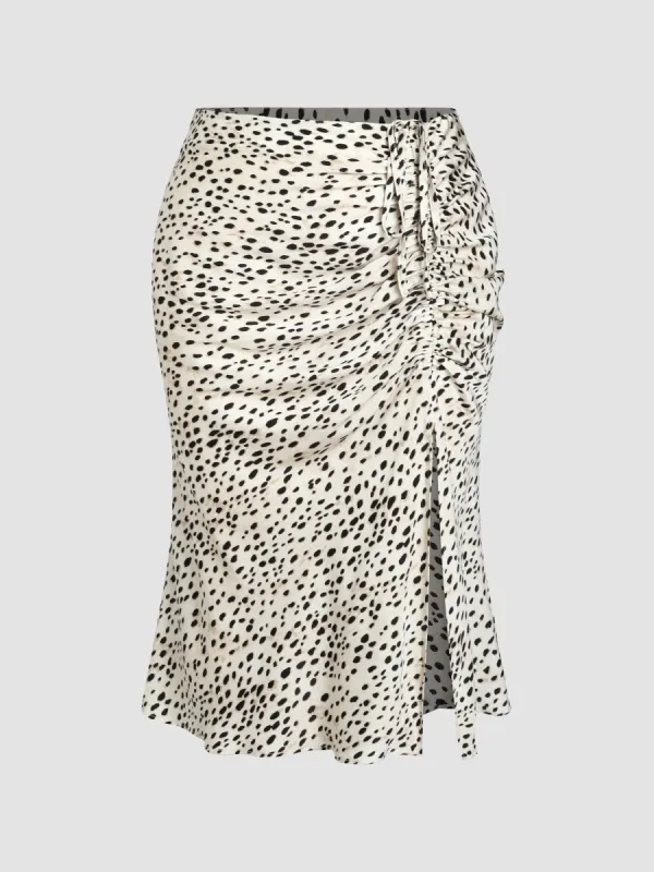 Spot Leopard Print Drawstring Split Maxi Skirt Curve & Plus sold by Cider