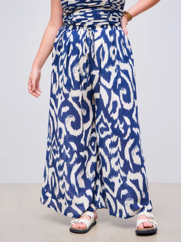 Woven Mid Rise Abstract Pocket Wide Leg Trousers Curve & Plus sold by Cider
