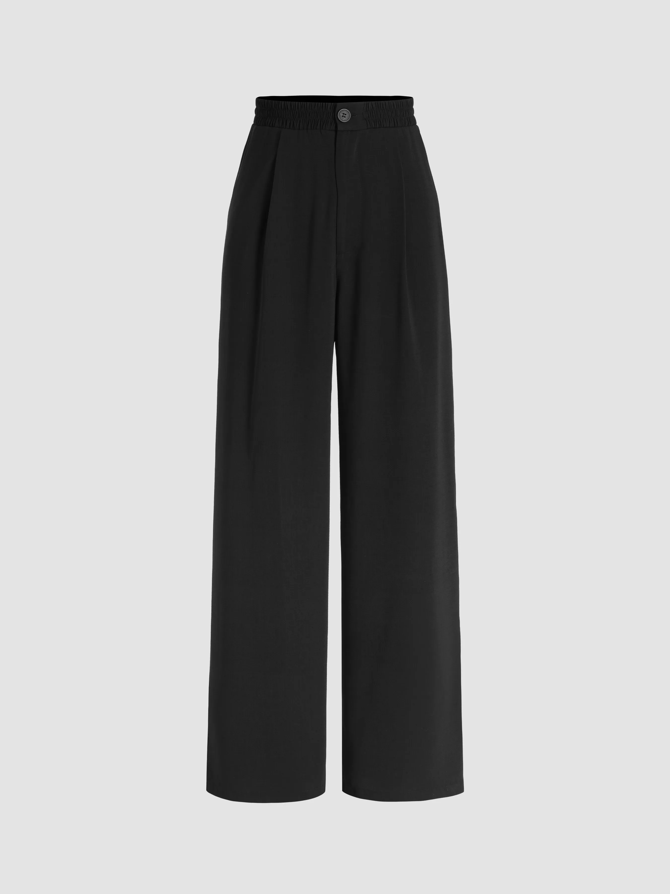 Solid High Waist Pleated Wide Leg Trousers sold by Cider