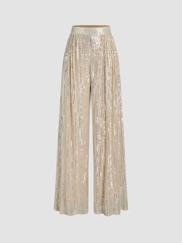 Sequins Mid Waist Straight Leg Trousers  sold by Cider