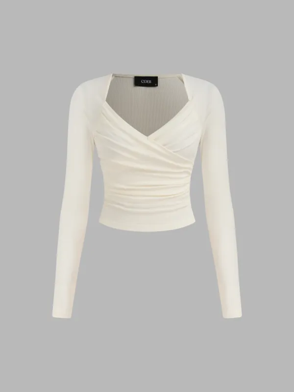 V-neck Solid Long Sleeve Top sold by Cider