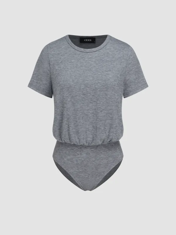 Round Neck Solid Short Sleeve Bodysuit sold by Cider