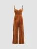 Velvet Solid Cross Wide Leg Jumpsuit sold by Cider