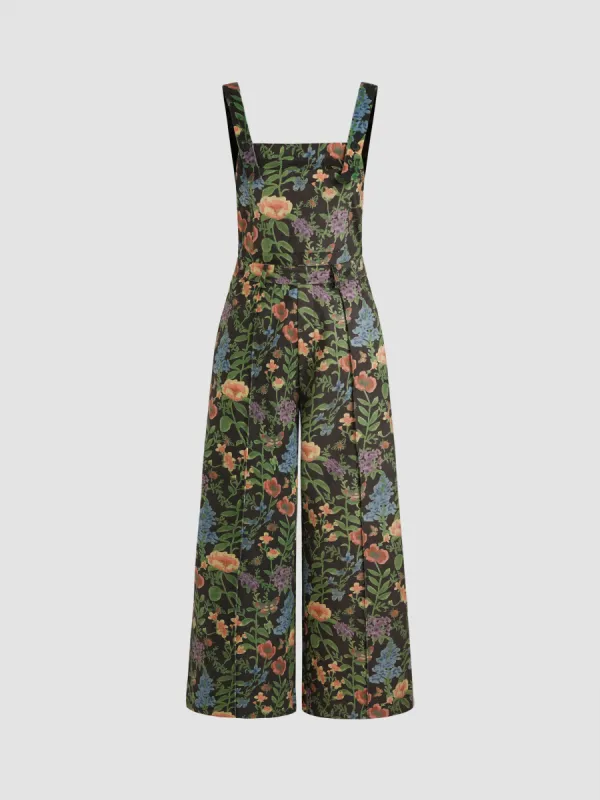 Updated Fabric Corduroy Square Neck Floral Pocket Jumpsuit sold by Cider