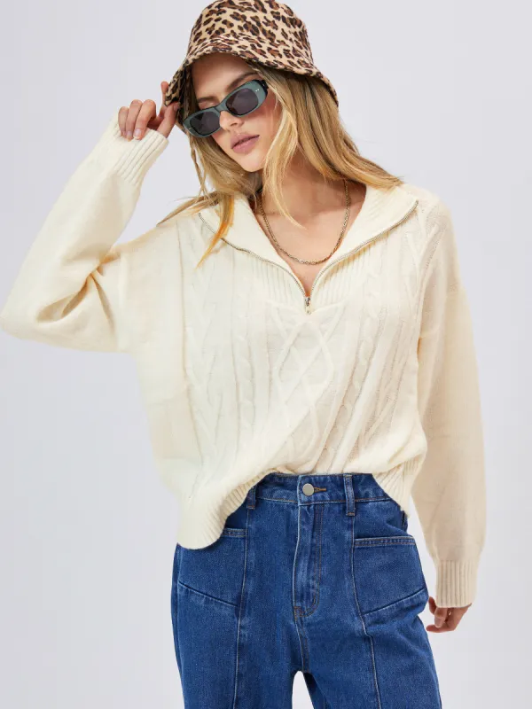 Weave Knit Zipped Sweatshirt sold by Cider