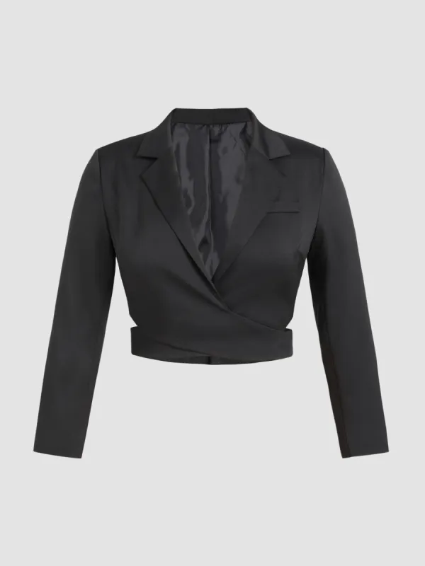 Collar Solid Cut Out Crop Blazer Curve & Plus sold by Cider