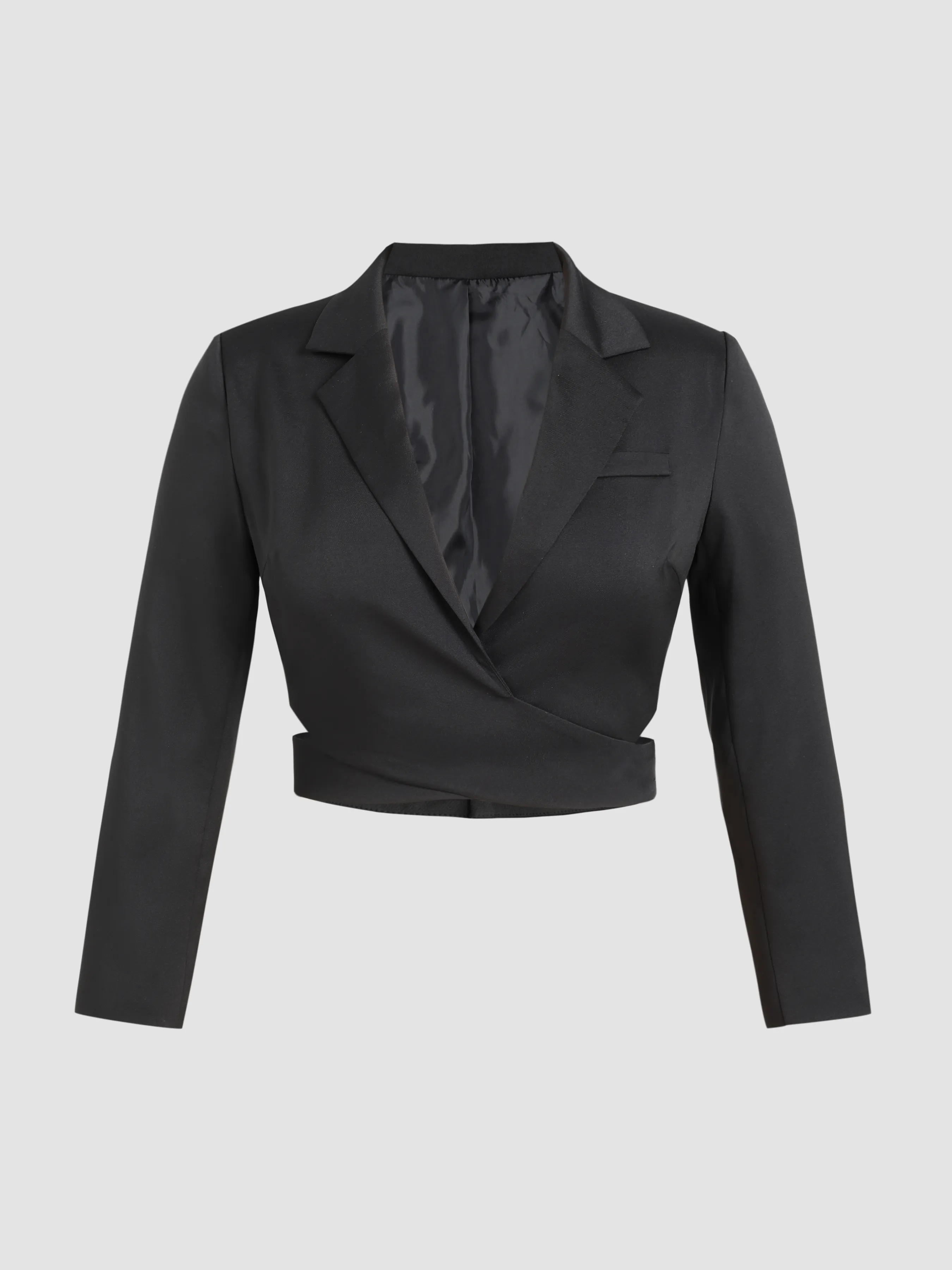 Collar Solid Cut Out Crop Blazer Curve & Plus sold by Cider