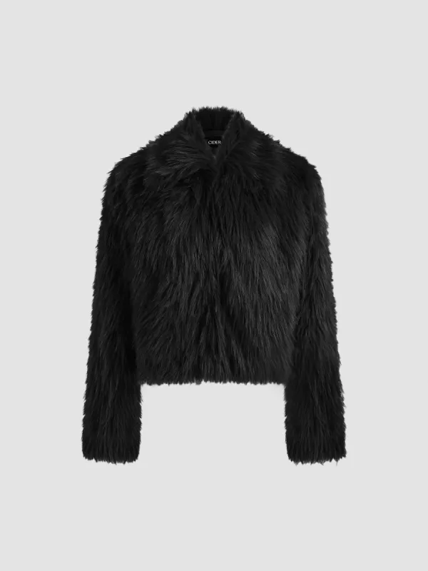 Faux Fur Collar Solid Jacket sold by Cider