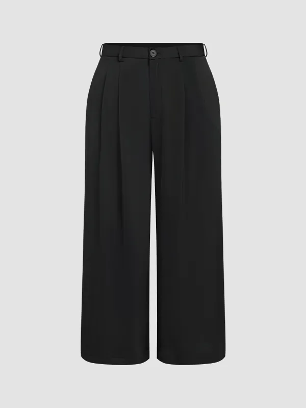 Mid Waist Pocket Wide Leg Trousers Curve & Plus sold by Cider