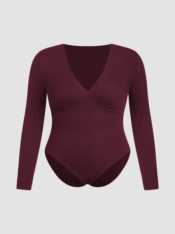 Collarless Solid Bodysuit Curve & Plus sold by Cider