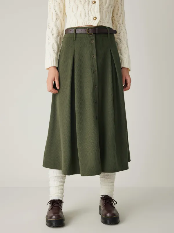 Corduroy Button Maxi Skirt with Belt sold by Cider