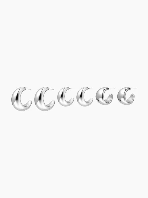 3 PAIRS METAL HOOP EARRINGS sold by Cider