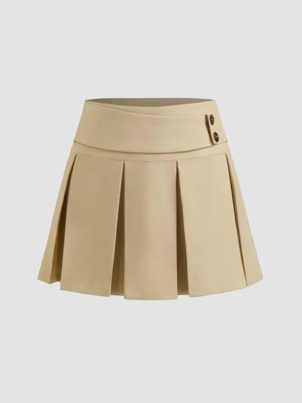 Tweed Low Rise Solid Pleated Mini Skirt sold by Cider