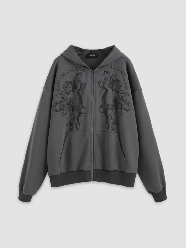 Figure Zipper Up Oversized Hoodie sold by Cider