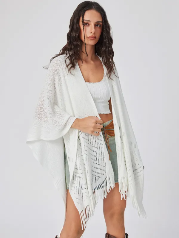 EYELET TASSEL KNITTED SHAWL sold by Cider