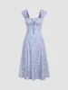 Floral Ruffle Hem Drawstring Midi Dress sold by Cider