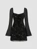 Mesh Sweetheart Neckline Floral Mini Dress sold by Cider