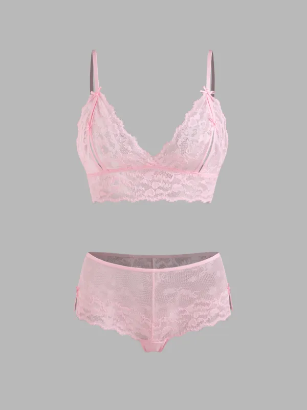Lace Bowknot Lingerie Set made by Cider