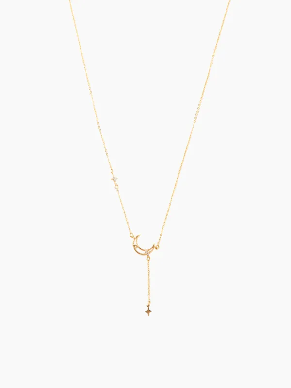 Zircon Moon Star Long Necklace sold by Cider