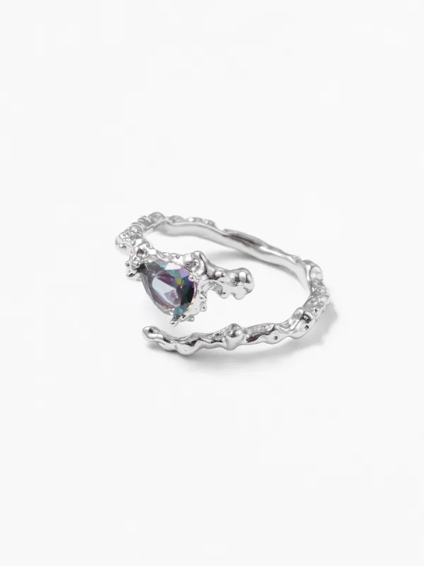 Divine Gem Crystal Silver Cuff Ring sold by Cider