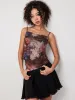 Mesh Floral Lettuce Trim Crop Top sold by Cider