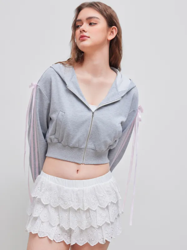 Jersey Contrast Trim Bowknot Solid Oversized Hoodie sold by Cider