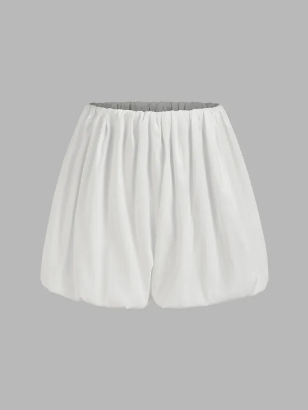 Satin Mid Rise Solid Elastic Waist Bubble Hem Mini Skirt sold by Cider