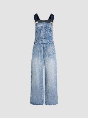 Denim Buckle Wide Leg Jumpsuit sold by Cider