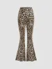 High Rise Leopard Elastic Waist Flared Trousers sold by Cider