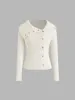 Knit Asymmetrical Neckline Button Sweater sold by Cider