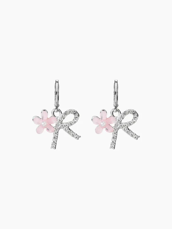 FAUX PEARL FLORAL & RHINESTONE BOWKNOT DROP EARRINGS sold by Cider
