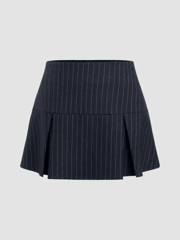 Mid Rise Striped Zipper Mini Skirt sold by Cider