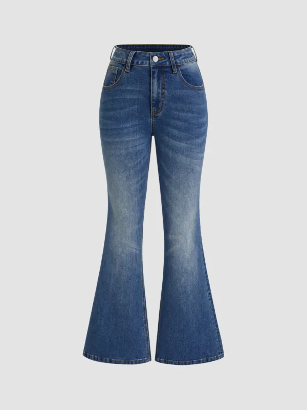 High Stretch Cider Denim High Rise Solid Pocket Flared Jeans sold by Cider