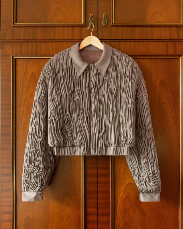 RUFFLED WOOL BOMBER made by House of Errors