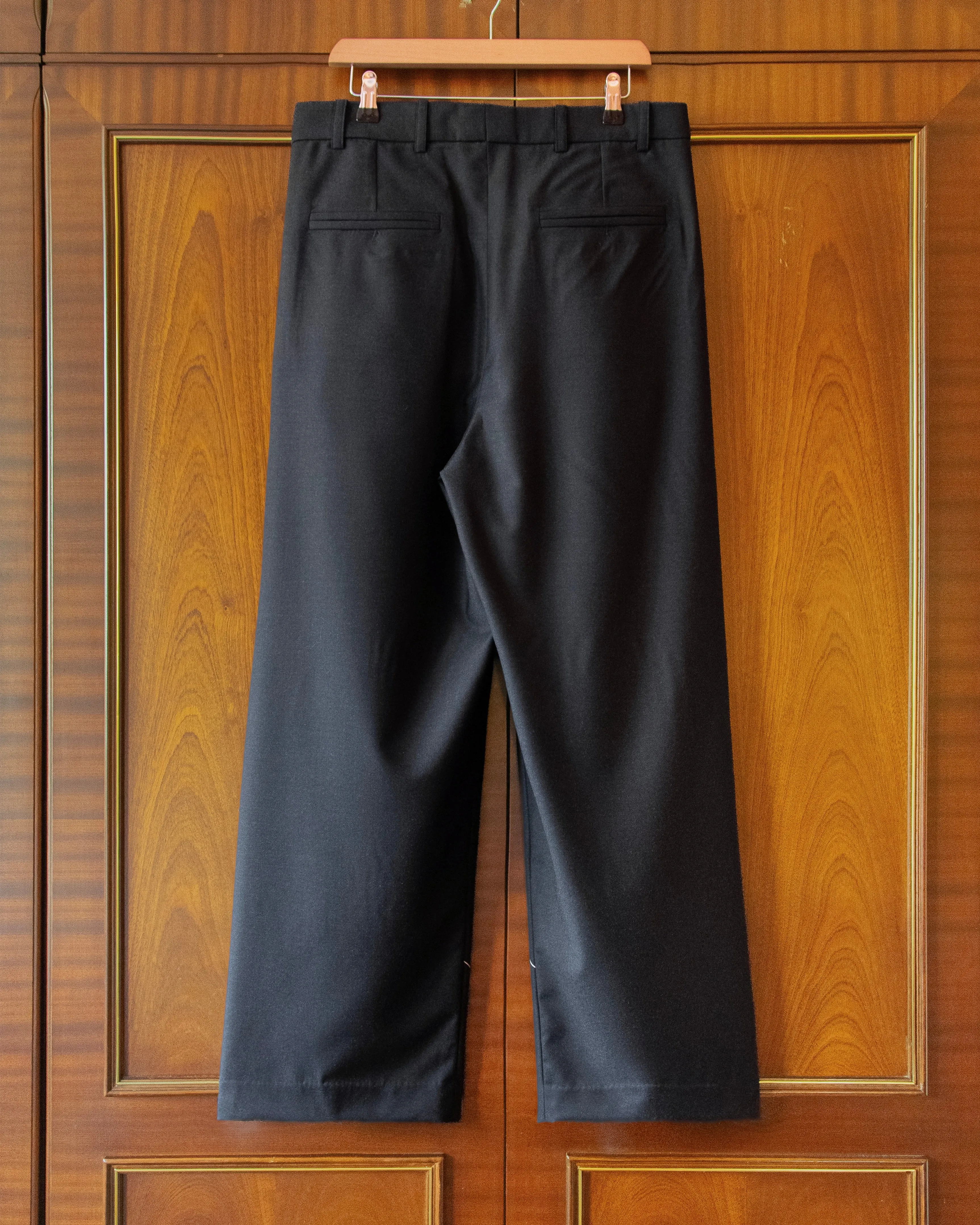 PLEATED WOOL KITE TROUSERS IN BLACK sold by House of Errors product image thumbnail 2