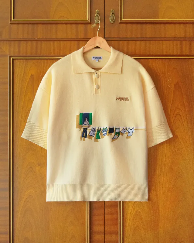 KNITTED WASHING LINE POLO IN YELLOW made by House of Errors