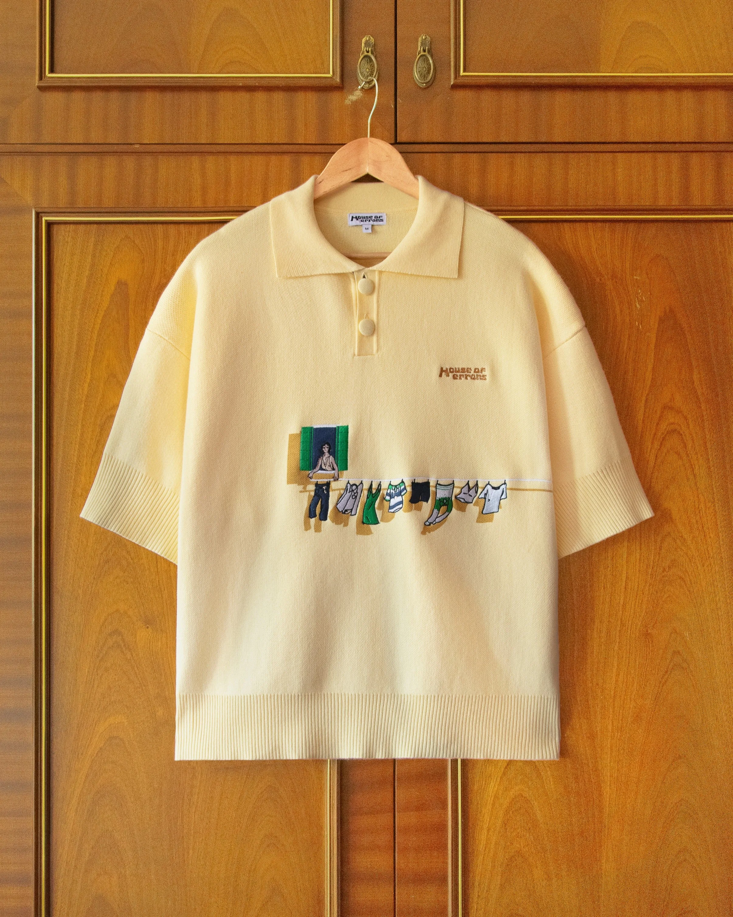 KNITTED WASHING LINE POLO IN YELLOW sold by House of Errors