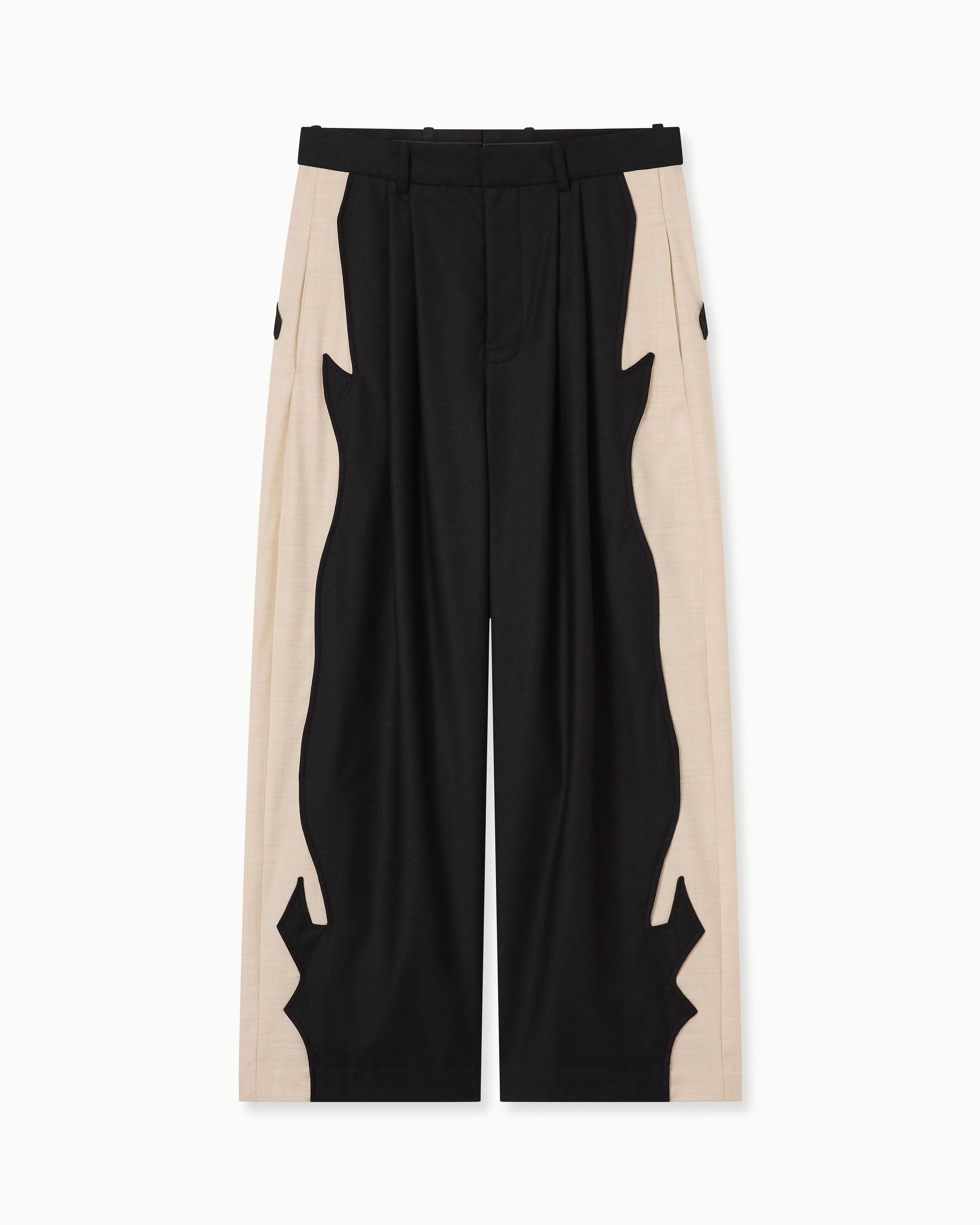 NOIR PANELLED WOOL TROUSERS sold by House of Errors