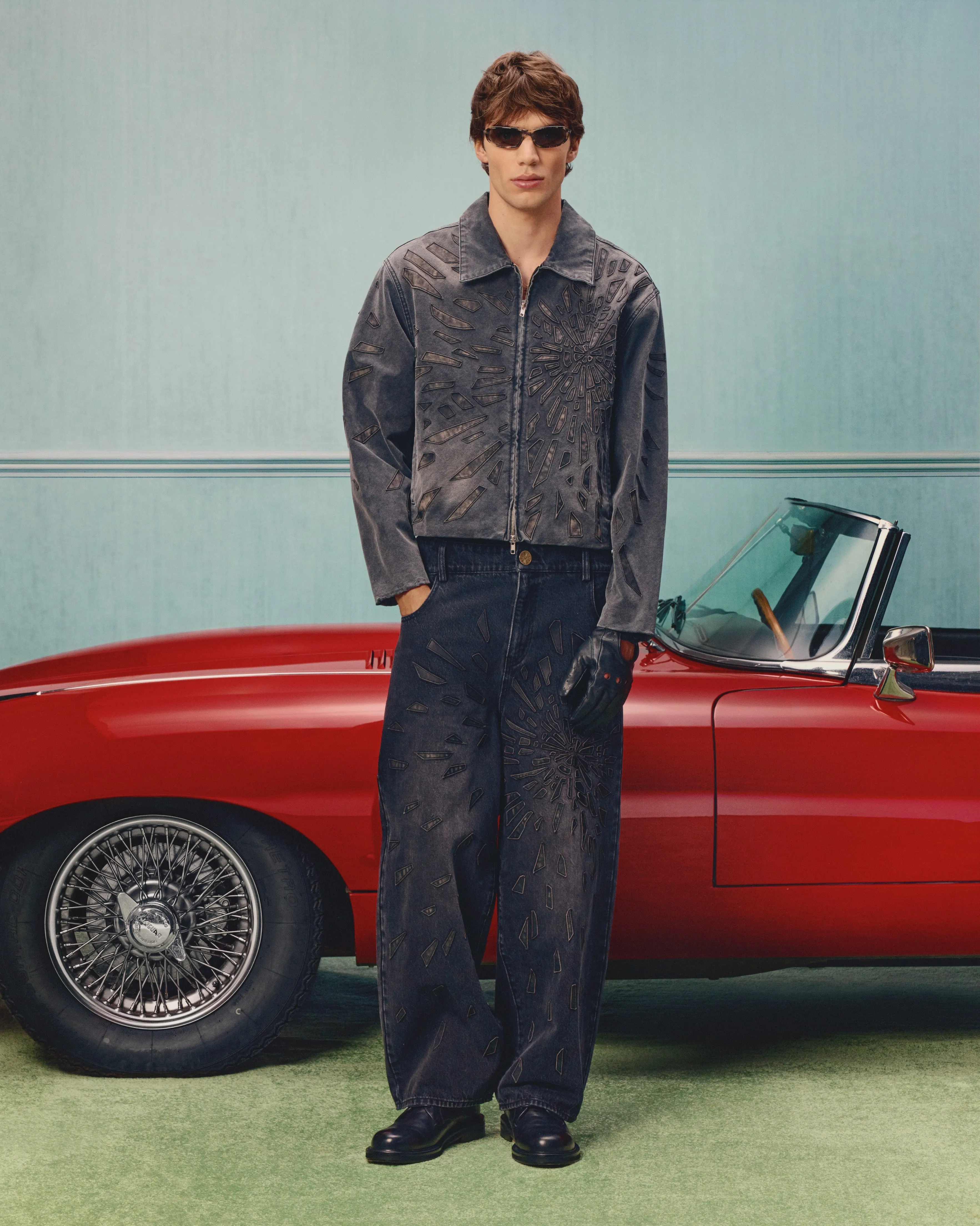 SMASHED LEATHER GLASS JEANS sold by House of Errors product image thumbnail 2
